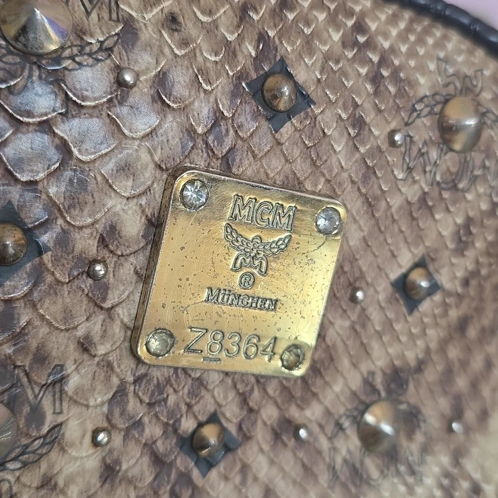 MCM Snakeskin Studded Backpack - Picture 2 of 11